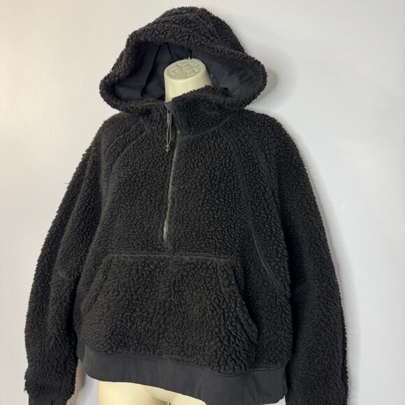Lululemon Scuba Oversized Sherpa 1/2 Zip Black Fleece Sweatshirt Sz M/L - Picture 6 of 13